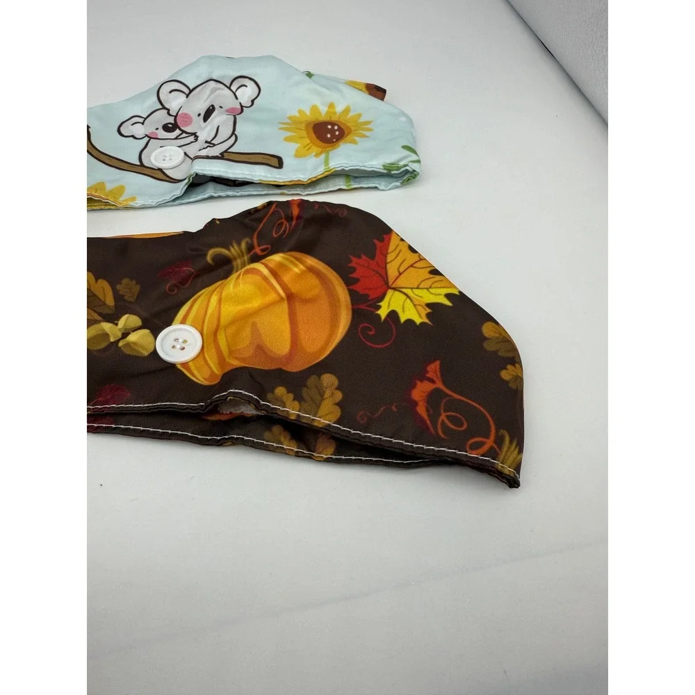 Ponytail‎ Scrub Cap For Women 2 Pack Pumpkin & Koalas Working Hat